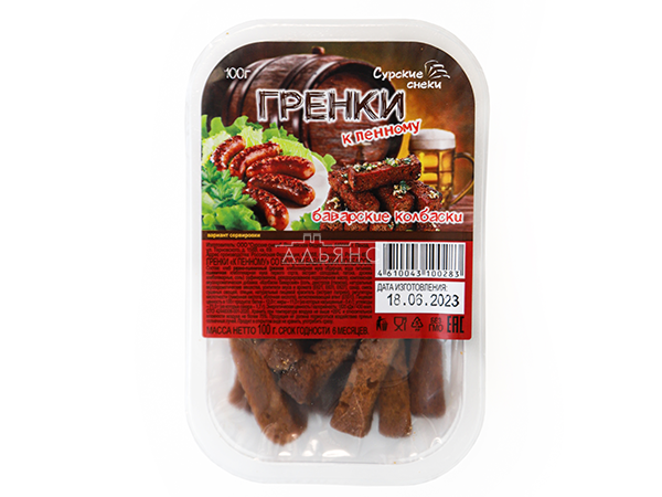 Сурские гренки Баварские колбаски (100 гр) в Переделкино